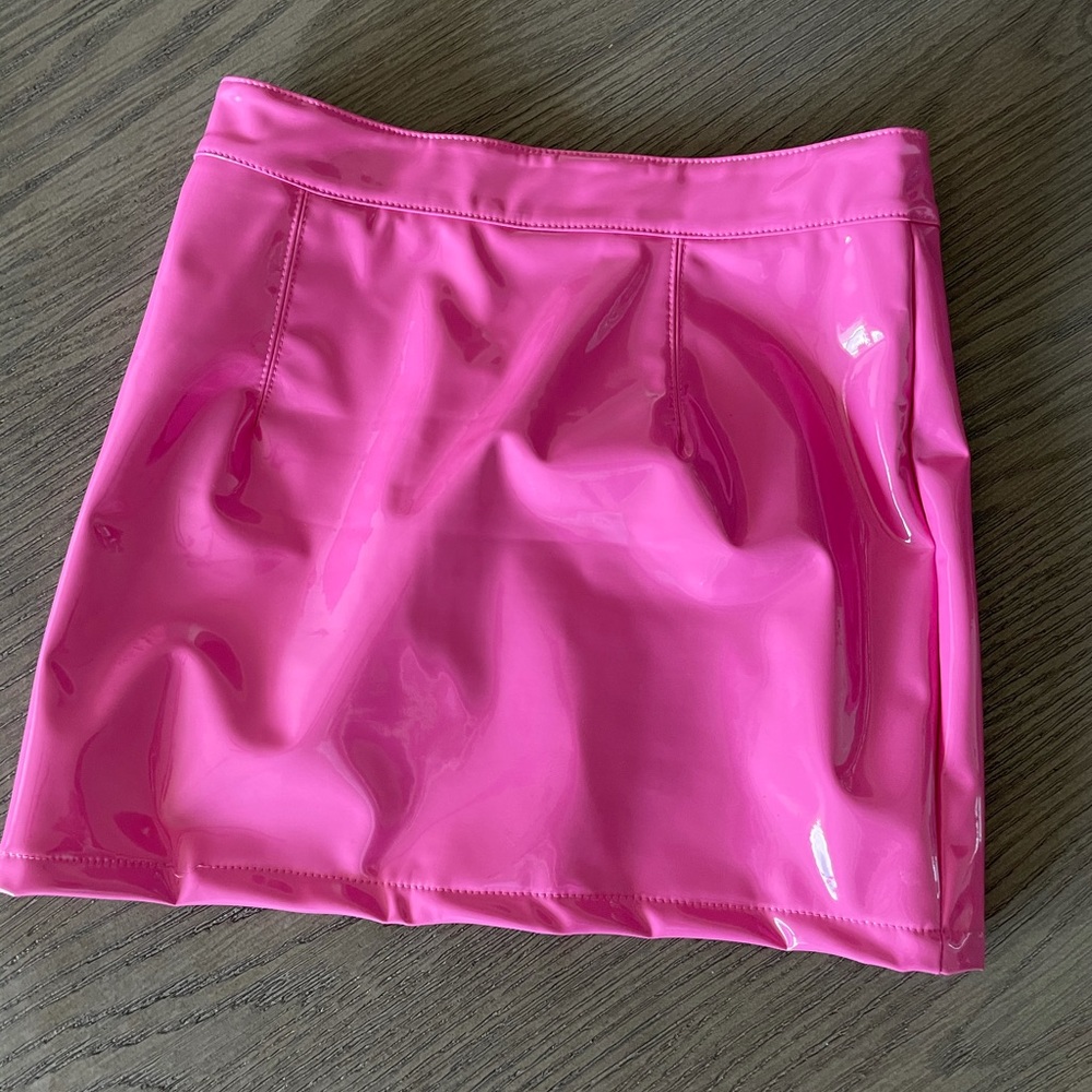 Pink Latex Mini Skirt